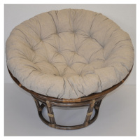 Papasan DIAS — ratan, látka, ⌀115 cm, hnědá / více barev Tmavě béžový melír