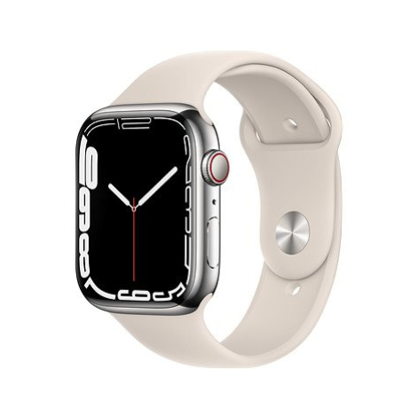 Apple Watch Series 7 45mm Cellular Stříbrný nerez s hvězdně bílým sportovním řemínkem
