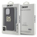 DKNY PU Leather Stack Logo Wrist Strap kryt iPhone 14 Pro černý