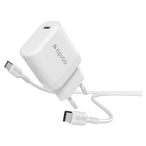 Epico Resolve 30W GaN síťová nabíječka s 1.2m USB-C kabelem - bílá 9915101100183 Bílá