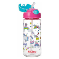 NUBY Láhev sportovní netekoucí s brčkem 530 ml, růžová, 4+