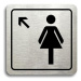 Accept Piktogram "WC ženy vlevo nahoru" (80 × 80 mm) (stříbrná tabulka - černý tisk)