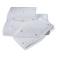 Soft Cotton Ručník Micro love 50 × 100 cm, bílá - lila srdíčka