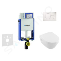 GEBERIT Kombifix Modul pro závěsné WC s tlačítkem Sigma01, alpská bílá + Villeroy Boch WC a sedá