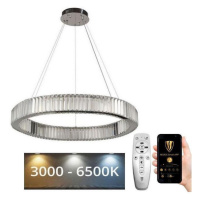 LED Stmívatelný lustr na lanku LED/50W/230V 3000-6500K chrom + dálkové ovládání