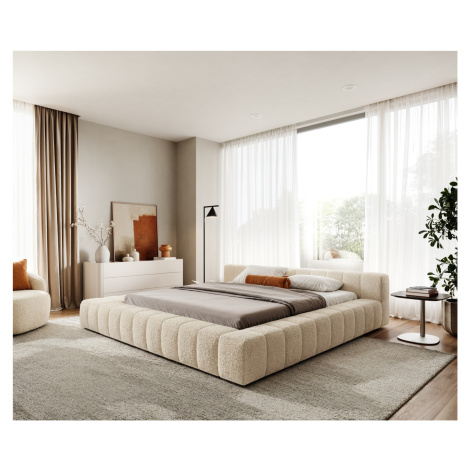 DELIFE Čalouněná postel Espazio 180×200 cm beránek béžová s úložným prostorem