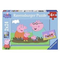 Ravensburger puzzle 090822 Prasátko Peppa: Šťastná rodina 2x24 dílků