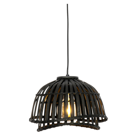 Orientální závěsná lampa černý bambus 30 cm - Pua QAZQA