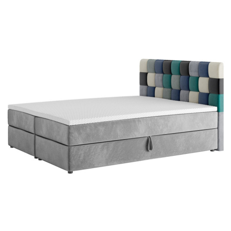 Expedo Čalouněná postel boxspring APPLE + topper, 180x200, itaka 14/modrá