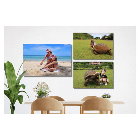 Fotoobrazy sada 3 kusů (2x -  60x40 cm, 1x - 70x50 cm) s vlastními fotkami, Plátno 100% bavlna: 