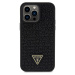 Guess Rhinestones Triangle Metal Logo Kryt pro iPhone 15 Pro Max černý