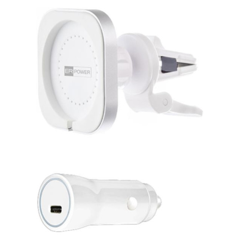 ER POWER CAR VENT MOUNT držák pro MagSafe nabíječku + 20W autonabíječka - bílá