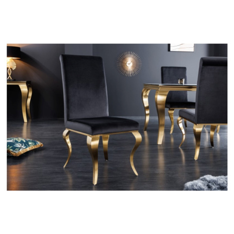 Estila Moderní barokní jídelní židle Gold Barock s cabriole nohama zlatá/černá 104cm