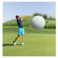 Umělecká fotografie Man playing golf at club hitting the ball, Jasmin Merdan, (40 x 40 cm)