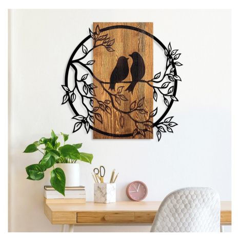 Nástěnná dekorace 59x57 cm ptáci dřevo/kov Donoci
