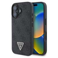 Guess PU 4G Strass Triangle Metal Logo kryt pro iPhone 16 černý