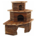 Domeček Small Animals Rohový dřevěný s kůrou 16x16x11cm