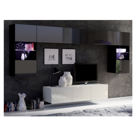 GAB Obývací stěna LORONA 2, Bílá/Černá 300 cm GAB nábytek