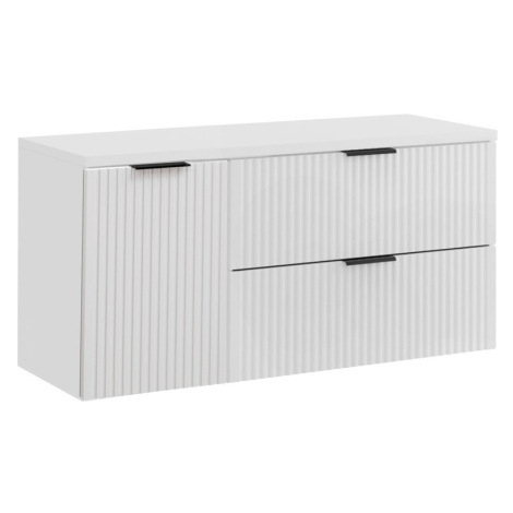 Comad Závěsná skříňka pod umyvadlo Casad s deskou a košem na prádlo 120 cm bílá