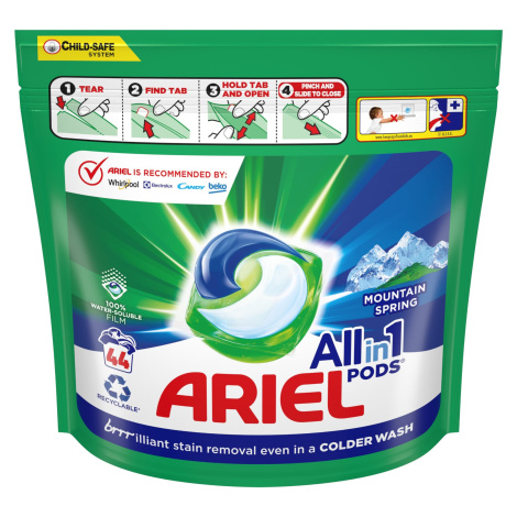 Ariel Mountain Spring, gelové kapsle na praní 44 ks