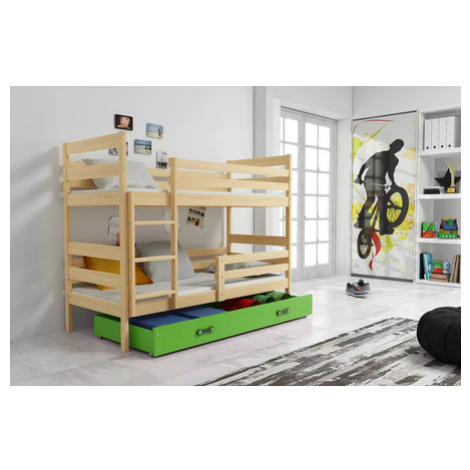 Dětská patrová postel ERYK 80x190 cm - borovice Zelená BMS