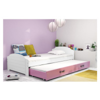 Dětská postel LILI s výsuvným lůžkem 90x200 cm - bílá Růžová