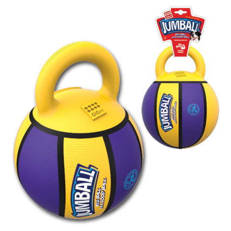 GiGwi Jumball Basketball míč s rukojetí žluto-fialový, 20cm