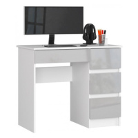 Počítačový stůl A7 pravá bílá/metalic lesk
