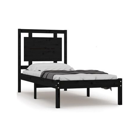 Rám postele černý masivní dřevo 90 × 200 cm, 3105524 SHUMEE