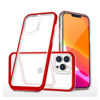 Silikonové pouzdro hybrid s barevným rámem na iPhone 11 Pro MAX Red