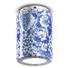 Ferroluce Stropní lampa PI, květinový vzor, Ø 8,5 cm modrá/bílá