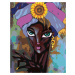 Diamantové malování - AFRICKÁ ŽENA SE SLUNEČNICÍ Rozměr: 40x50 cm, Rámování: vypnuté plátno na r