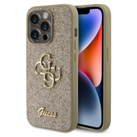 Guess PU Fixed Glitter 4G Metal Logo kryt iPhone 15 Pro zlatý