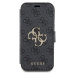 Flipové pouzdro Guess PU Leather 4G Metal Logo Book  pro Apple iPhone 15, šedá