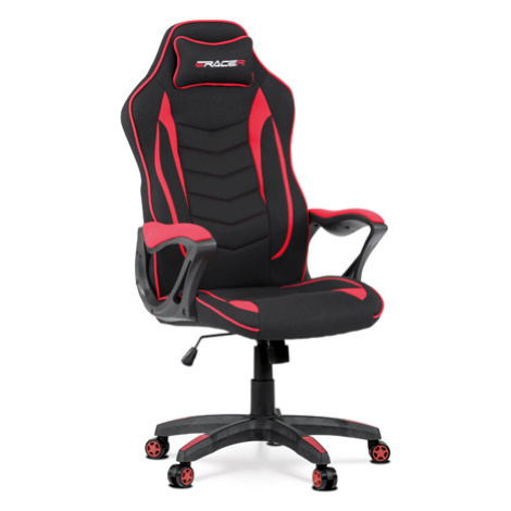 Herní a kancelářské křeslo E-racer, potah červená a černá látka, HM Autronic