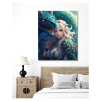 Obrazy na stěnu - Fantastická anime dívka s drakem Rozměr: 80x100 cm, Rámování: vypnuté plátno n