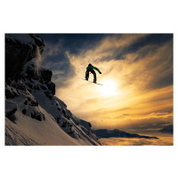Umělecká fotografie Sunset Snowboarding, Jakob Sanne, (40 x 26.7 cm)