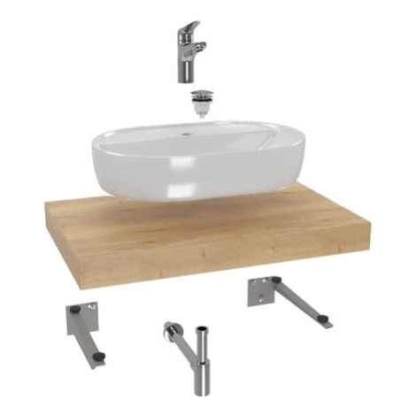 Koupelnová sestava Siko s deskou pod umyvadlo Dolce 80x8x50 cm dub halifax KSETDO2 HANSGROHE