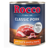 Rocco Classic Pork 12 x 800 g - výhodné balení - hovězí a drůbeží srdíčka
