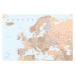 Mapa Light brown and blue detailed map of Europe, Blursbyai, 40 × 26.7 cm