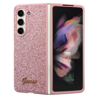 Guess PC/TPU Glitter Flakes Metal Logo kryt Samsung Galaxy Z Fold5 růžový