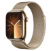 Apple Watch Series 9 Cellular 41mm Zlatá ocel se zlatým milánským tahem Zlatá