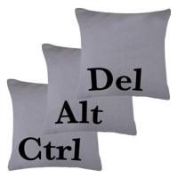 Daklos Ctrl Alt Del polštáře - 40 cm x 40 cm - tmavě šedý set 3ks