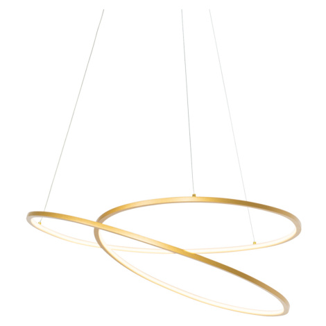 Designová závěsná lampa zlatá 72 cm včetně LED 3-stupňově stmívatelná - Jeřabina QAZQA