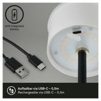 BRILONER LED nabíjecí stolní lampa 38 cm 2,6W 280lm černá IP44 BRILO 7438-015