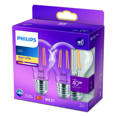 Philips Philips LED žárovka E27 4,3W 2700K filament 2 ks