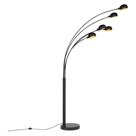 Designová stojací lampa, černá, 5 světel, Sixties Marmo QAZQA