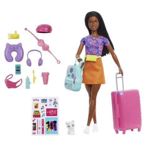 Barbie cestovatelka brunetka s kočičkou, mattel hgx55
