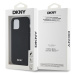 Zadní kryt DKNY PU Leather Silver Metal Logo Magsafe pro Apple iPhone 12/12 Pro, černá