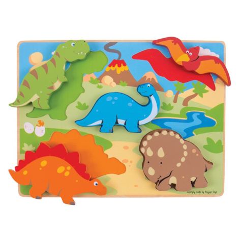 Bigjigs Toys Hrubé vkládací puzzle dinosauři